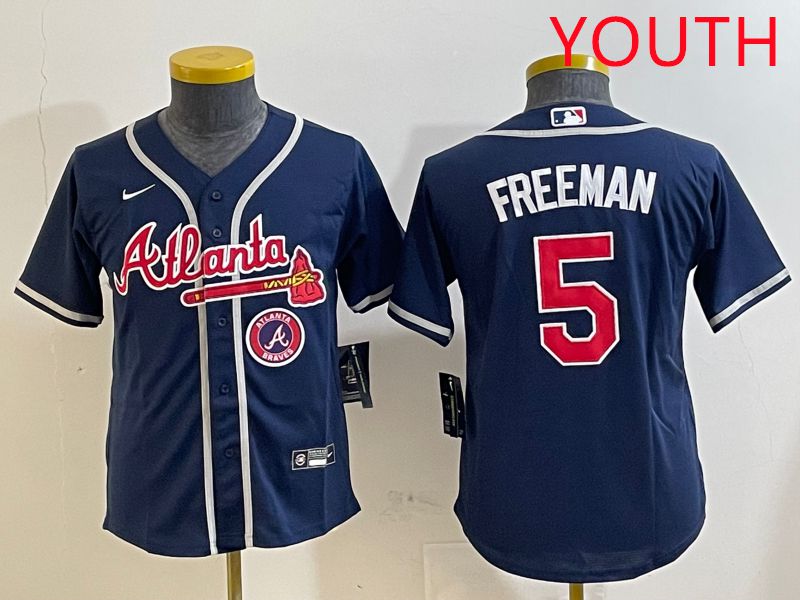 Youth Atlanta Braves 5 Freeman Blue Game 2025 Nike MLB Jersey style 6